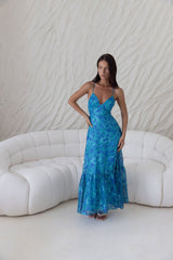 Rosé Horizon Maxikleid Blau