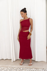 Summer Moon schulterfreies Maxikleid Rot