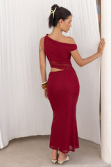 Summer Moon schulterfreies Maxikleid Rot