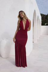 Ocean Winds Neckholder Maxikleid Rot