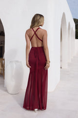 Ocean Winds Neckholder Maxikleid Rot