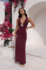Maxikleid "Coastal Caprice" Burgund