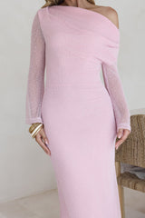 Cool Daze Langarm-Strickmaxikleid Rosa