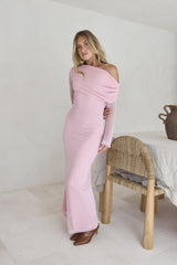 Cool Daze Langarm-Strickmaxikleid Rosa