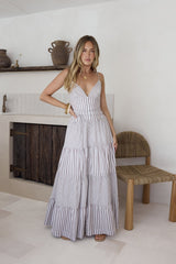 Picknick-Saison Maxi-Kleid Beige