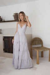Picknick-Saison Maxi-Kleid Beige