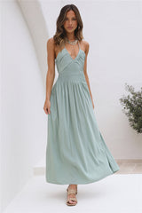 Maxikleid "Cross My Heart" Salbeigrün
