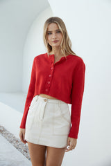 Vesper Langarm-Stricktop Rot