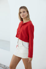 Vesper Langarm-Stricktop Rot