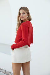 Vesper Langarm-Stricktop Rot