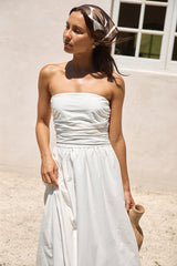 Deep Breaths Trägerloses Maxikleid Weiß