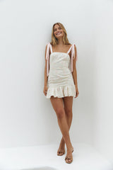 Blossom Embellish Minikleid Creme