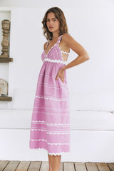 Sommer-Soirée-Midikleid Pink