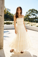 Maxikleid Renaissance Kunst Creme