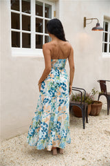 Trägerloses Maxi-Kleid "Regenwald-Oase" Blau