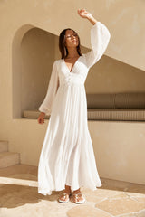 Sweeter Dreams Langarm Maxikleid Weiß