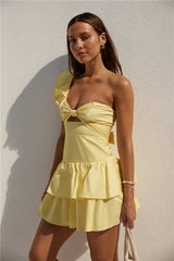 Gerüschtes Mini-Kleid Gelb