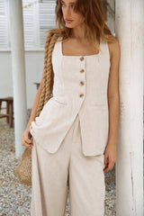 Capriccio Leinen-Westen-Top Beige