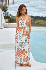 Hawaiian Retreat Trägerloses Maxikleid Orange