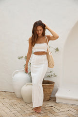 Romantisches Escape Leinen-Crop-Top Weiß