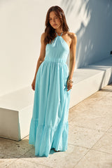 Ocean Charm Neckholder Maxikleid Blau