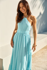 Ocean Charm Neckholder Maxikleid Blau