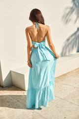 Ocean Charm Neckholder Maxikleid Blau