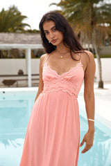 Midi-Kleid „Dining By The Sea“ Pfirsich