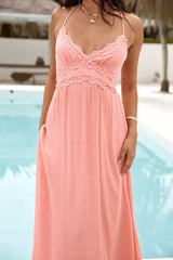 Midi-Kleid „Dining By The Sea“ Pfirsich