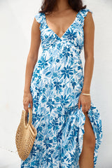 Maxikleid „Nightfall Blooms“ in Blau