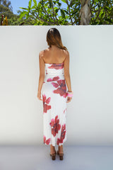 Amara Bloom trägerloses Midikleid Rot