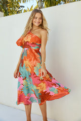 Sunseeker One-Shoulder Maxikleid Pink