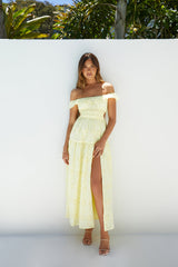 Zitronenblüten-Maxikleid Gelb