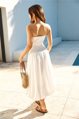 Lily Bubble-Saum Maxikleid Weiß