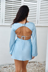 Elegantes Satin-Minikleid Blau für den Abend