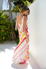 Palmen-Paradies Maxi-Kleid Pink
