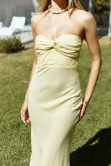 Trägerloses Leinen-Maxikleid „Sunbeam“ Gelb