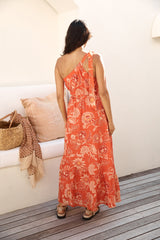 Sweet Melody One-Shoulder Maxikleid Orange