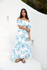Island Whisper Carmen-Crop-Top Blau