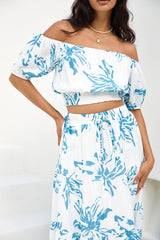 Island Whisper Carmen-Crop-Top Blau