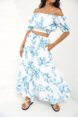 Island Whisper Carmen-Crop-Top Blau