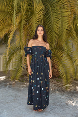 Bonnie Off-Shoulder Maxikleid Schwarz
