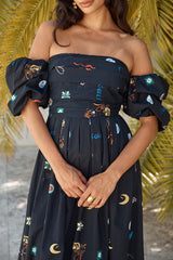Bonnie Off-Shoulder Maxikleid Schwarz