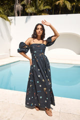 Bonnie Off-Shoulder Maxikleid Schwarz