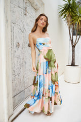 Frangipani-Baum Maxi-Kleid Multi