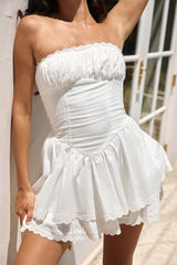 Trägerloses Minikleid „Country Darling“ Weiß
