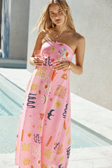 Zauberhaftes Trägerloses Maxikleid Rosa