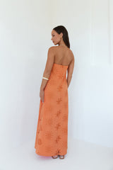 Herzen zu Herzen trägerloses Maxikleid Orange