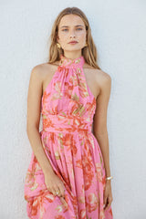 Harriette Neckholder Maxikleid Rosa