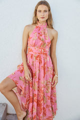 Harriette Neckholder Maxikleid Pink